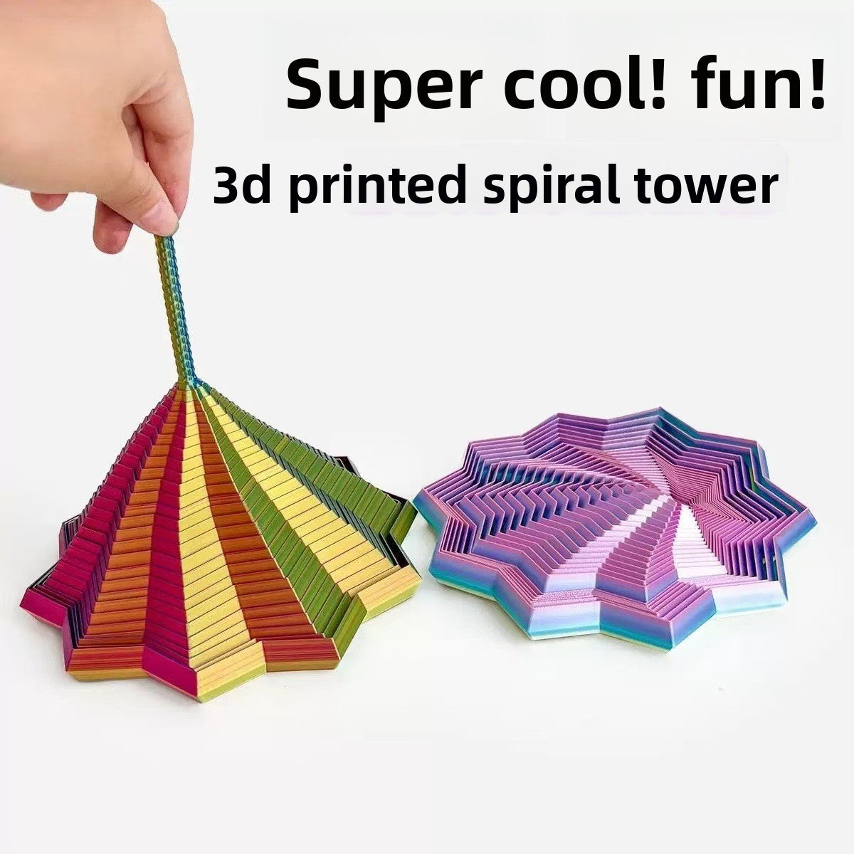 3D Printed Optical Illusion Folding Children's Educational Toy Polygonal Radish Tower Stress Relief Spiral Three-Dimensional Design Toy