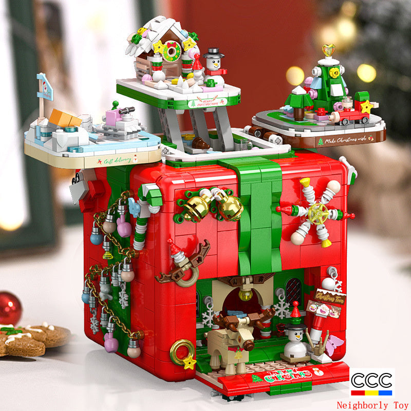 Compatible with LEGO Christmas Mechanism Box Santa Claus Building Blocks Toy Educational Assembly Gift for Men and Women Wholesale Dropshipping