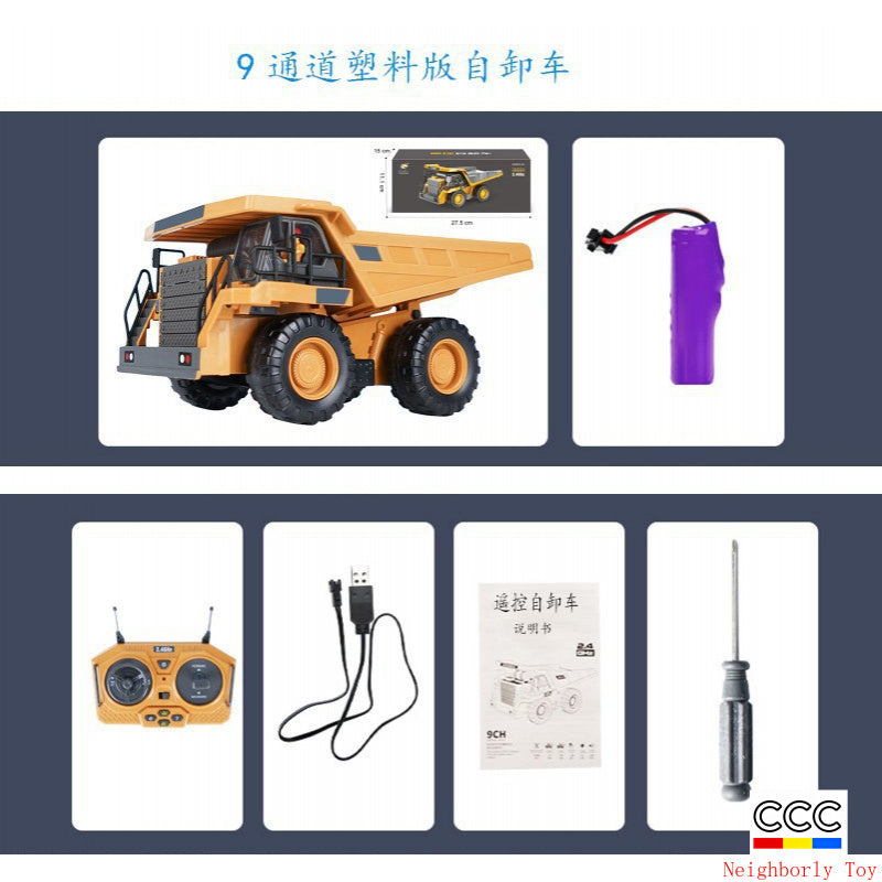 2.4G Alloy Remote Control Excavator Dump Truck Bulldozer Engineering Vehicle Toy Bilingual