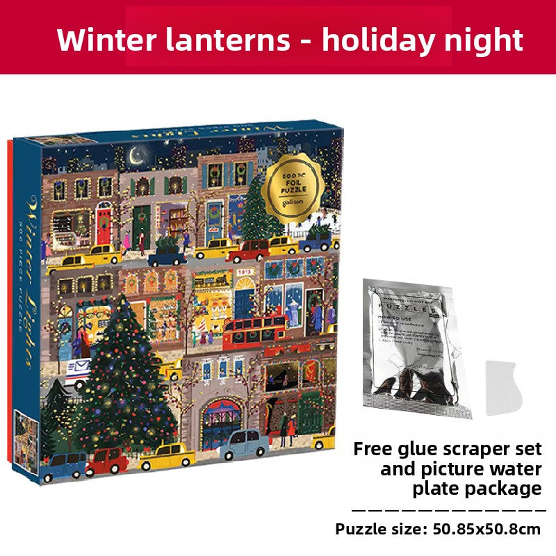 High Quality Galison Christmas Night 500 Piece Winter Lights Puzzle Adult Stress Relief Puzzle Christmas Gift