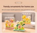 Cross-Border Building Blocks Eternal Flower Transparent Building Blocks Display Cover Home Decoration Desktop Trendy Assembly Toys Gift Wholesale