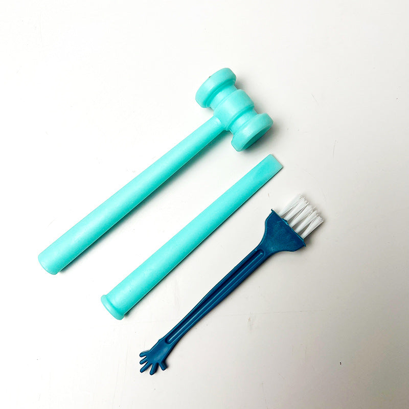 Archaeological Digging Tool 3-Piece Set - Metal & Plastic Hammer Chisel Brush for Craft Shop