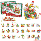 Building Blocks Christmas Calendar Blind Box Countdown 24 Grids Children's DIY Car Dinosaur Building Blocks Tear-off Blind Box