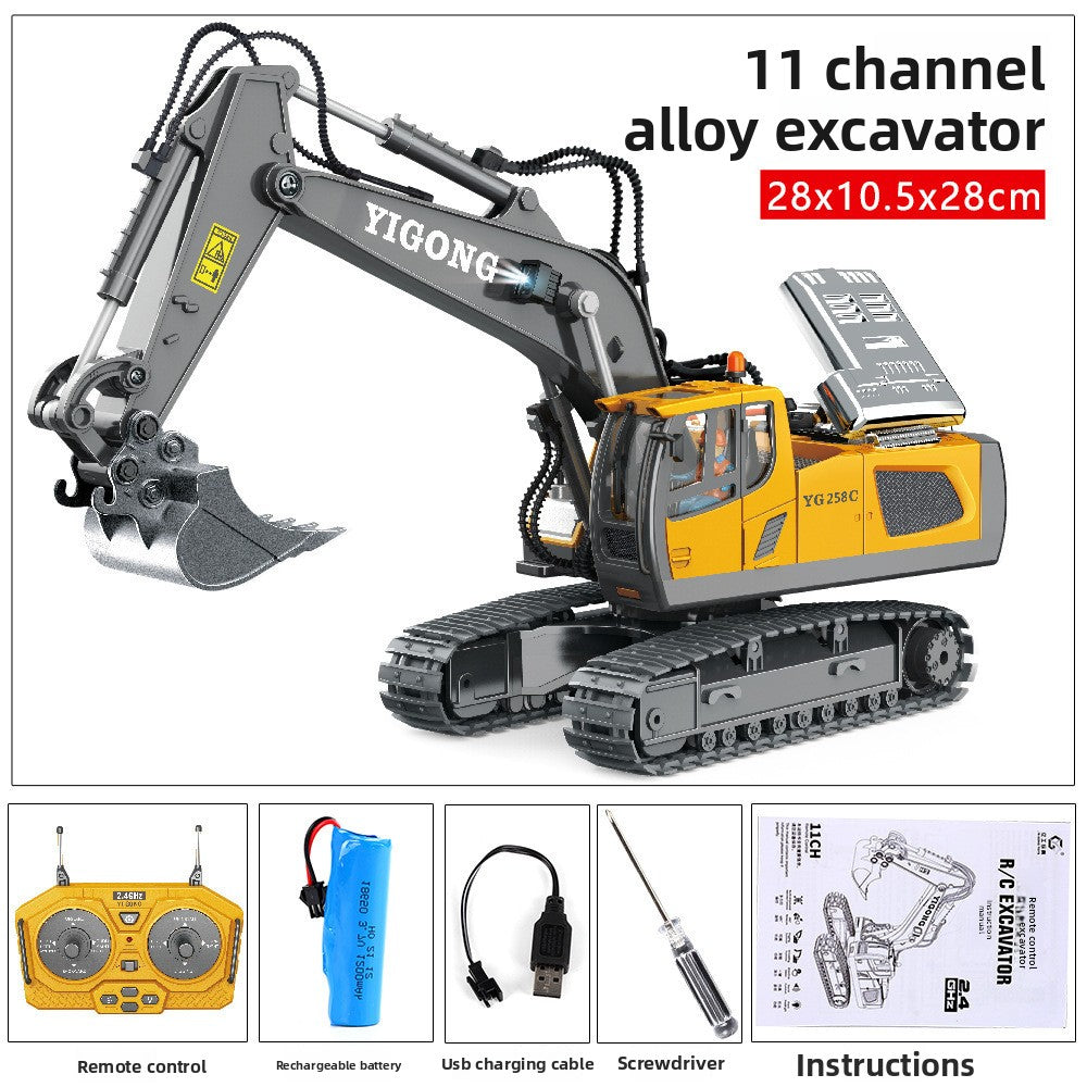 2.4G Alloy Remote Control Excavator Dump Truck Bulldozer Engineering Vehicle Toy Bilingual