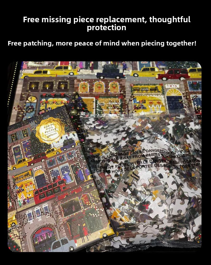 High Quality Galison Christmas Night 500 Piece Winter Lights Puzzle Adult Stress Relief Puzzle Christmas Gift