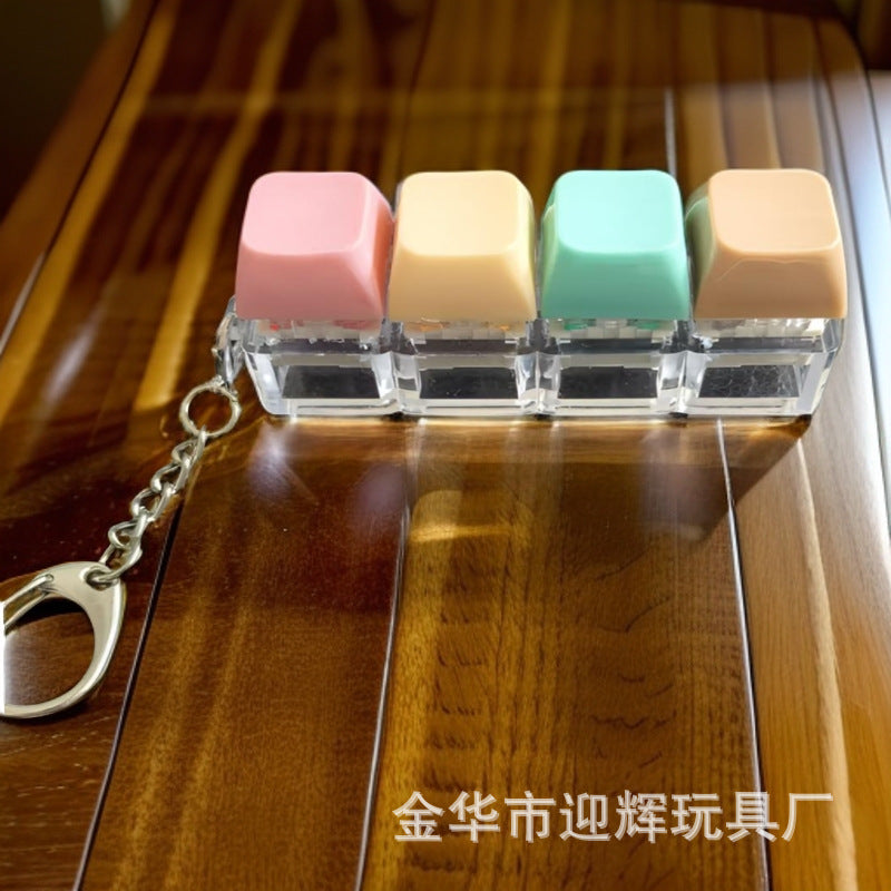 Stress Relief One-Line Four-Key Mechanical Keyboard Switch Tester Macaron Finger Squeeze Stress Relief Keychain