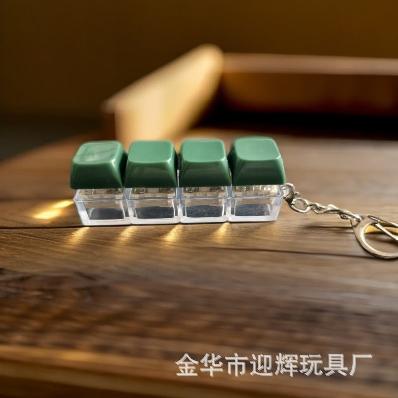Stress Relief One-Line Four-Key Mechanical Keyboard Switch Tester Macaron Finger Squeeze Stress Relief Keychain