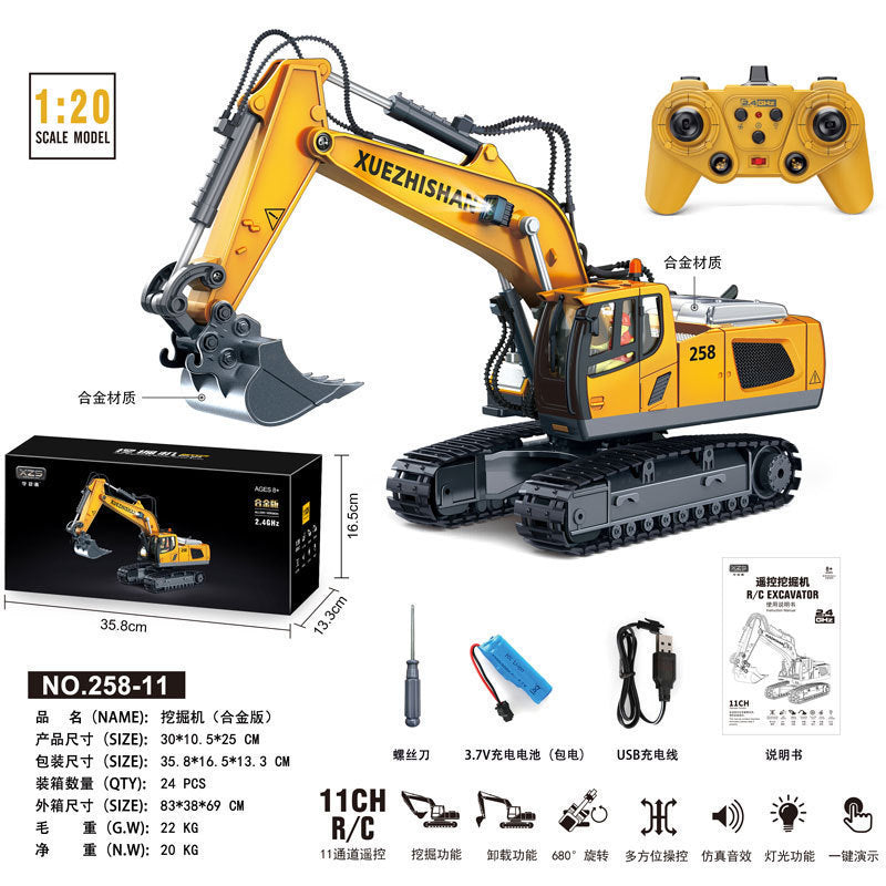 2.4G Alloy Remote Control Excavator Dump Truck Bulldozer Engineering Vehicle Toy Bilingual