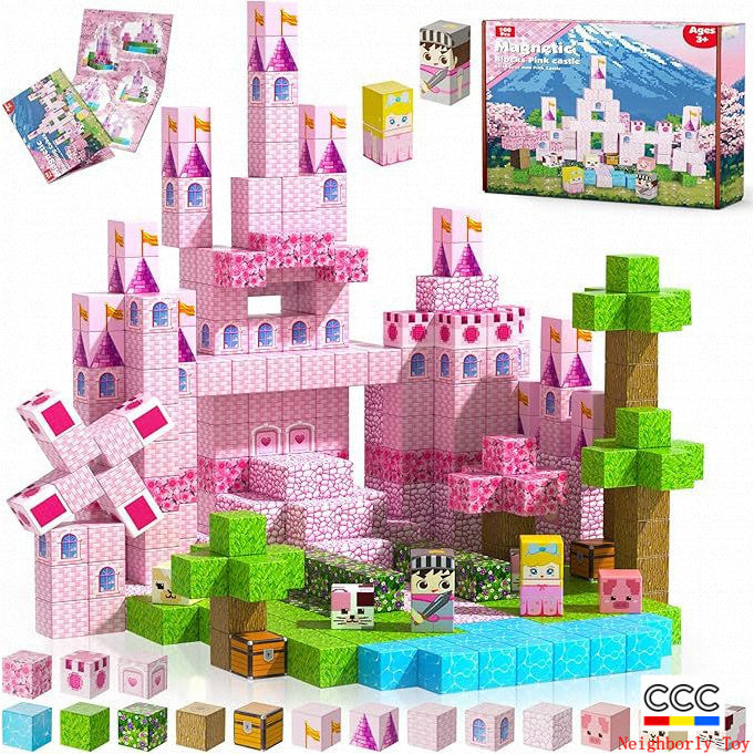 Cross-Border Amazon Hot Item Magnetic Building Magnetic Blocks Educational 3D Magnetic Pieces DIY Toys for Children