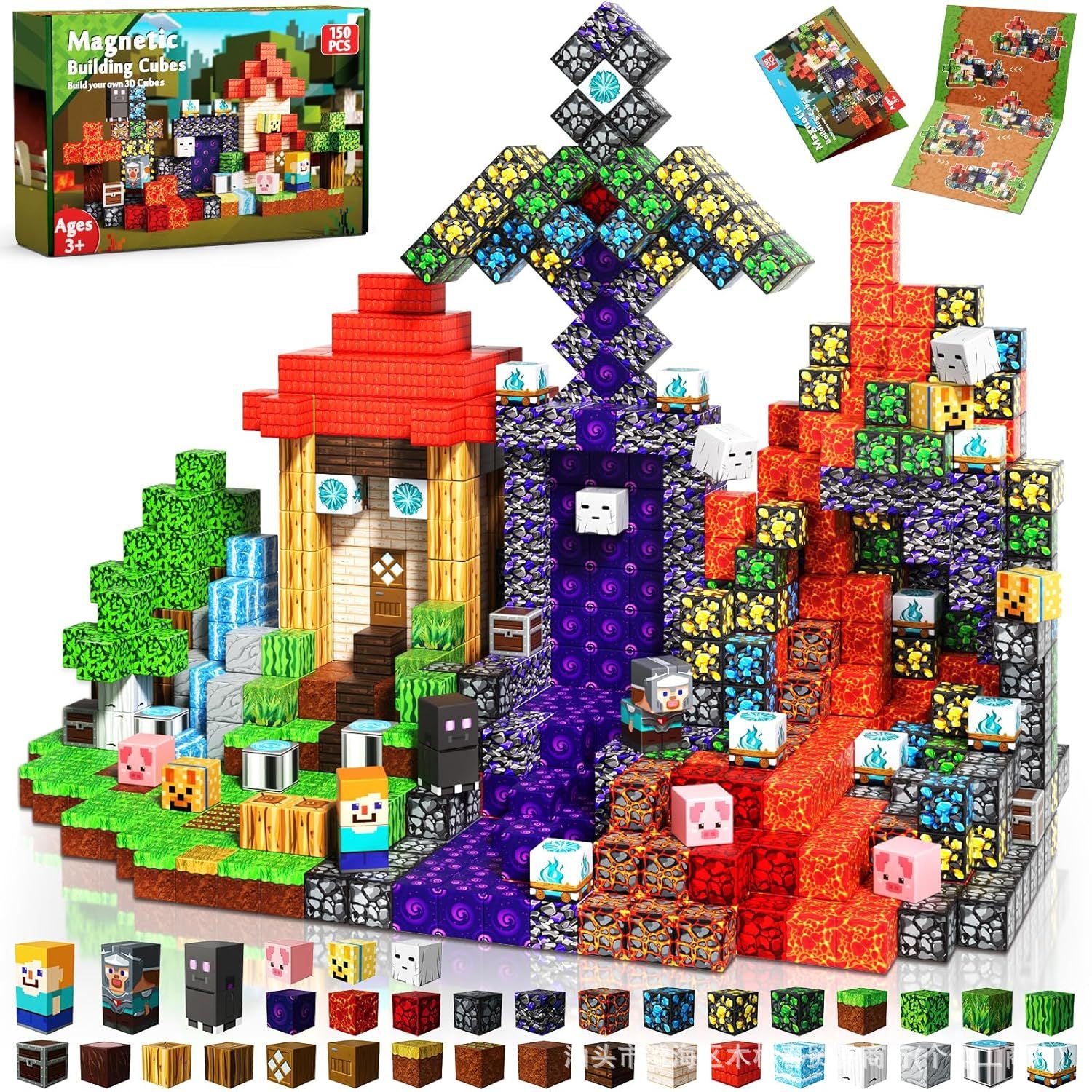 Cross-Border Amazon Hot Item Magnetic Building Magnetic Blocks Educational 3D Magnetic Pieces DIY Toys for Children