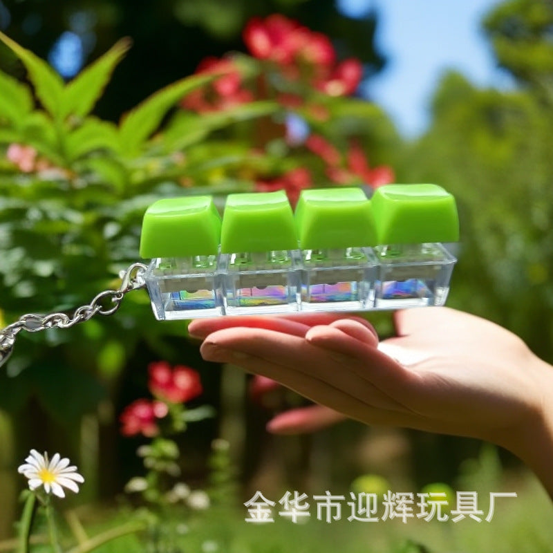 Stress Relief One-Line Four-Key Mechanical Keyboard Switch Tester Macaron Finger Squeeze Stress Relief Keychain