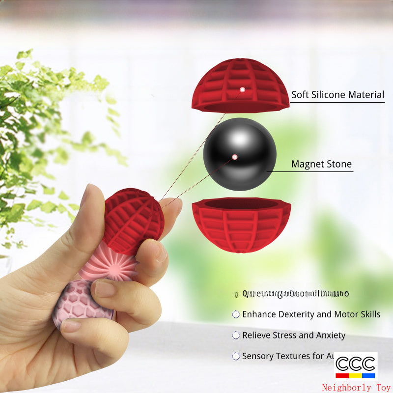 New Product Fidget Toys Sensory Magnetic Ball Stress Relief Toy Soft Silicone Texture Anxiety Ball