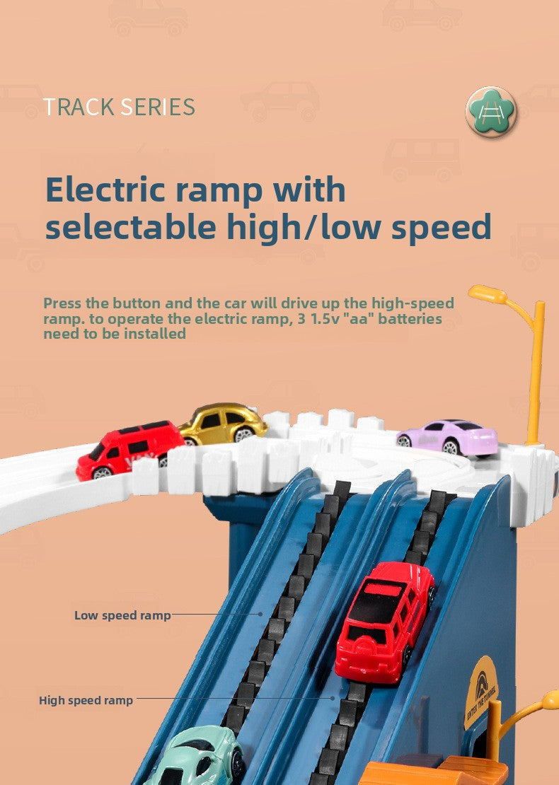 Children's Dinosaur Winding Road City Combination Track Car Adventure Parking Building Educational Toy for Boys