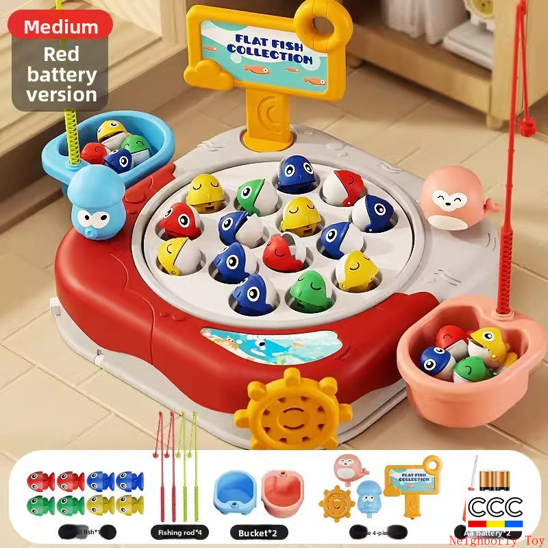 Children's Magnetic Fishing Toy Baby Early Education Educational Boys and Girls Electric Large Rotating Fishing Plate Parent-Child Interaction
