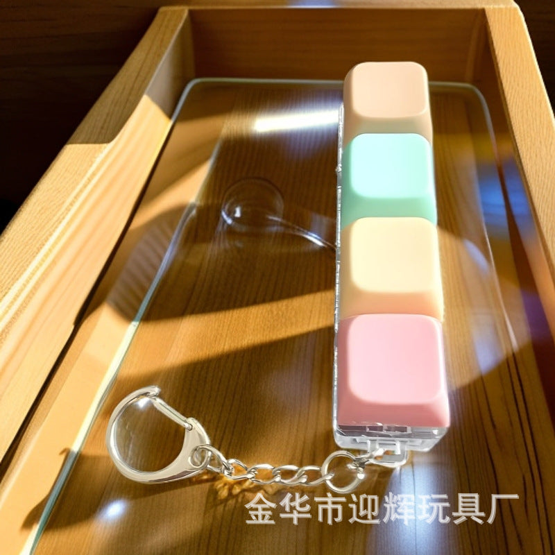 Stress Relief One-Line Four-Key Mechanical Keyboard Switch Tester Macaron Finger Squeeze Stress Relief Keychain