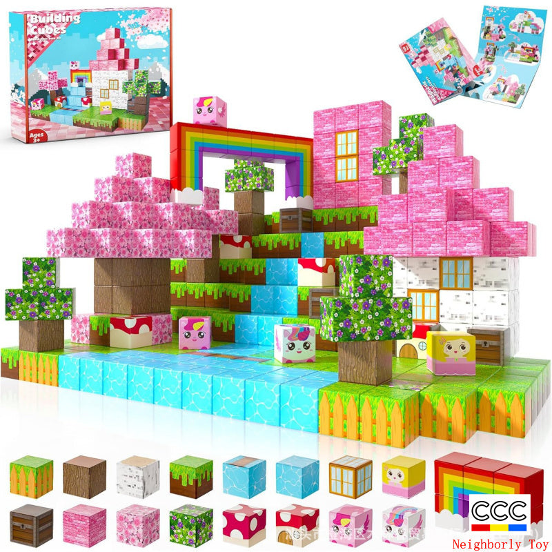 Cross-Border Amazon Hot Item Magnetic Building Magnetic Blocks Educational 3D Magnetic Pieces DIY Toys for Children