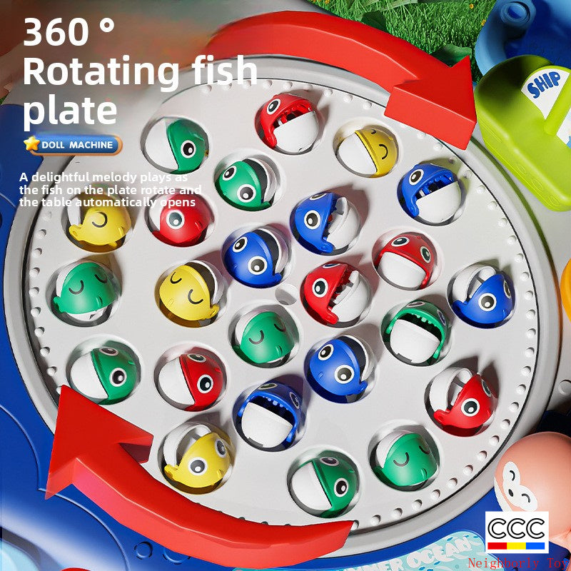 Children's Magnetic Fishing Toy Baby Early Education Educational Boys and Girls Electric Large Rotating Fishing Plate Parent-Child Interaction