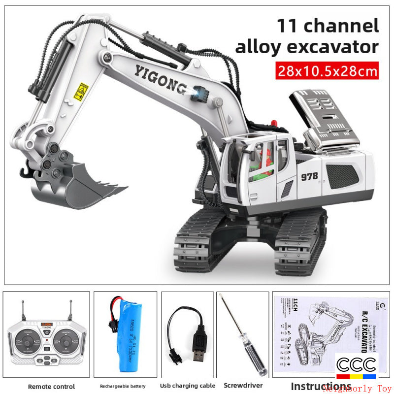 2.4G Alloy Remote Control Excavator Dump Truck Bulldozer Engineering Vehicle Toy Bilingual
