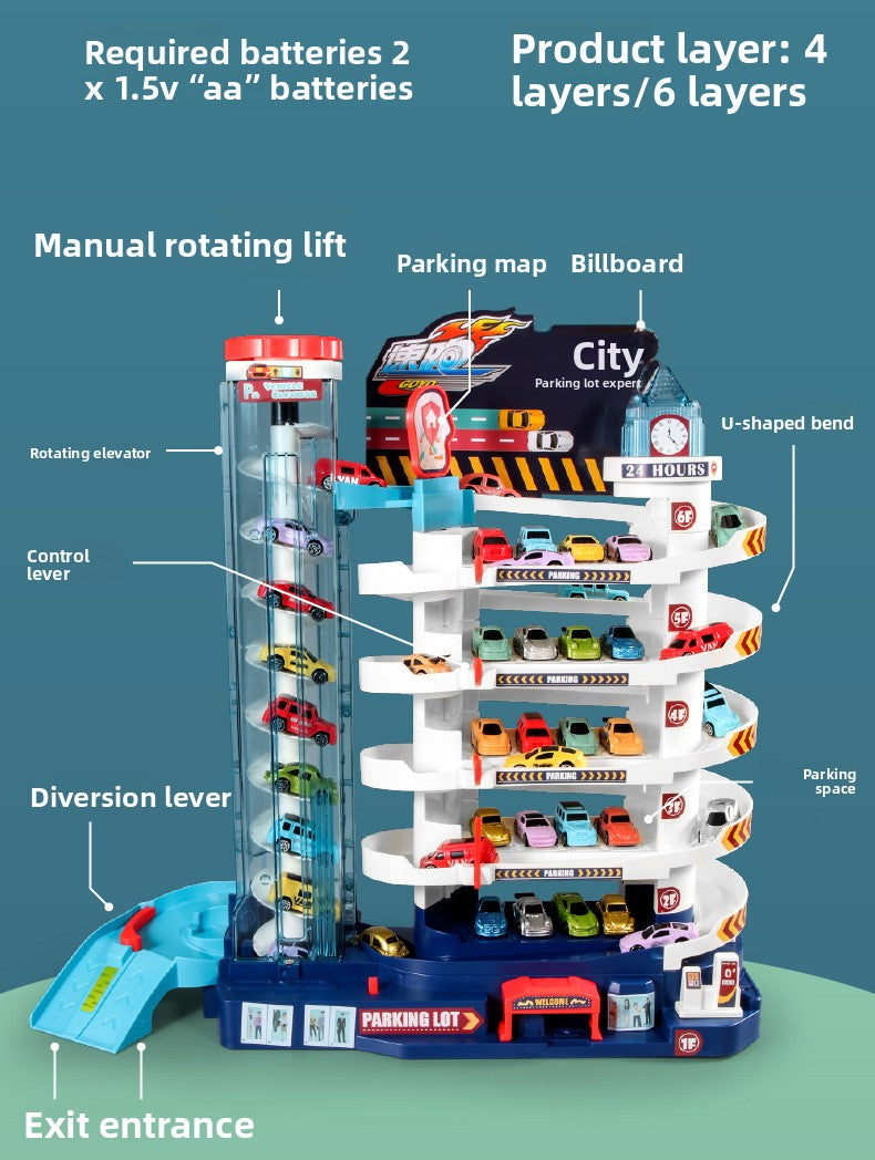 Children's Dinosaur Winding Road City Combination Track Car Adventure Parking Building Educational Toy for Boys