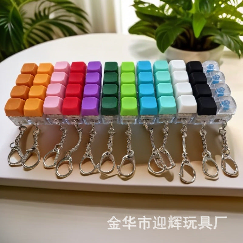 Stress Relief One-Line Four-Key Mechanical Keyboard Switch Tester Macaron Finger Squeeze Stress Relief Keychain