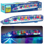 Children's Toy Transparent Gear Electric Toy Train Sound Light And Music Simulation Harmony EMU High-speed Rail Christmas Gifts