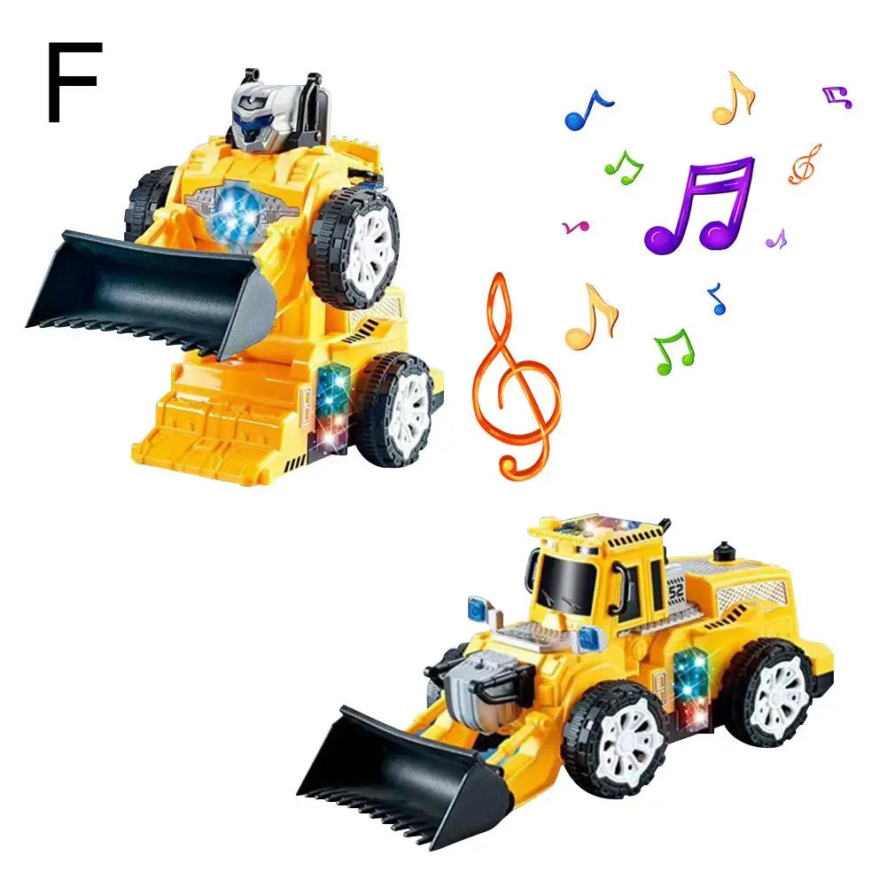 Children's Light Music Toy Car Electric Universal Driving Car Fighter Deformation Tank Robot