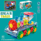 Light Up Transparent Gear Car Toy with LED Light Music Early Educational Toys Bump and Go Toy Luminous Toy Car for Kids B433