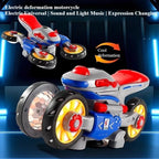 Deformation Motorcycle Toy Stunt Rotating Universal Car Toy with Light & Music for Kids Toddler Variant Music Motorcycle Toy
