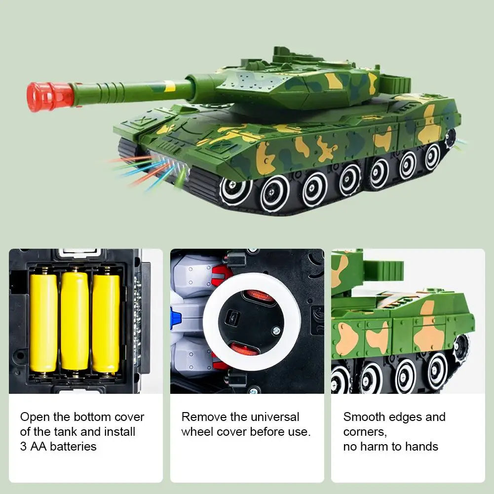 Children's Light Music Toy Car Electric Universal Driving Car Fighter Deformation Tank Robot
