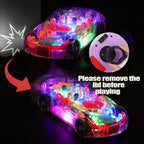 Kid Transparent Electric Car Sensory Racing Car Toy Colorful Moving Gears with Music Light Baby Crawling Toy Educational Gift