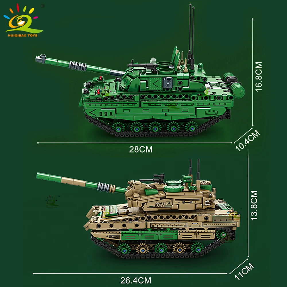 HUIQIBAO RC WW2 Military Tank Building Blocks Set for Children Remote Control Army Bricks Toy City Construction Bricks Kids Gift