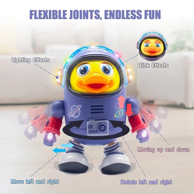 Baby Montessori Electric Space Duck Music Toy Moving Walking Dancing Interactive Toys Electronic Pets Duck Doll for Toddler Gift