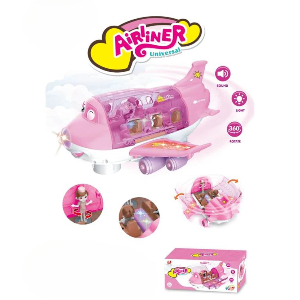 360 Degree Rotating Electric Airplane Model Toy with Bump and Go Action, Music & Lights Educational Toys for Kids Birthday Gifts