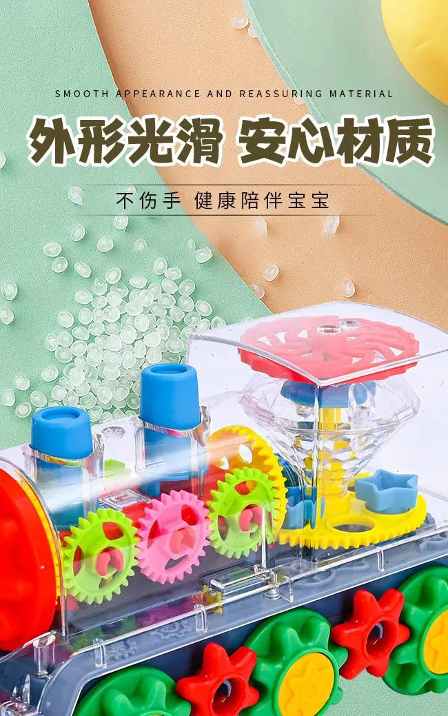 Light Up Transparent Gear Car Toy with LED Light Music Early Educational Toys Bump and Go Toy Luminous Toy Car for Kids B433