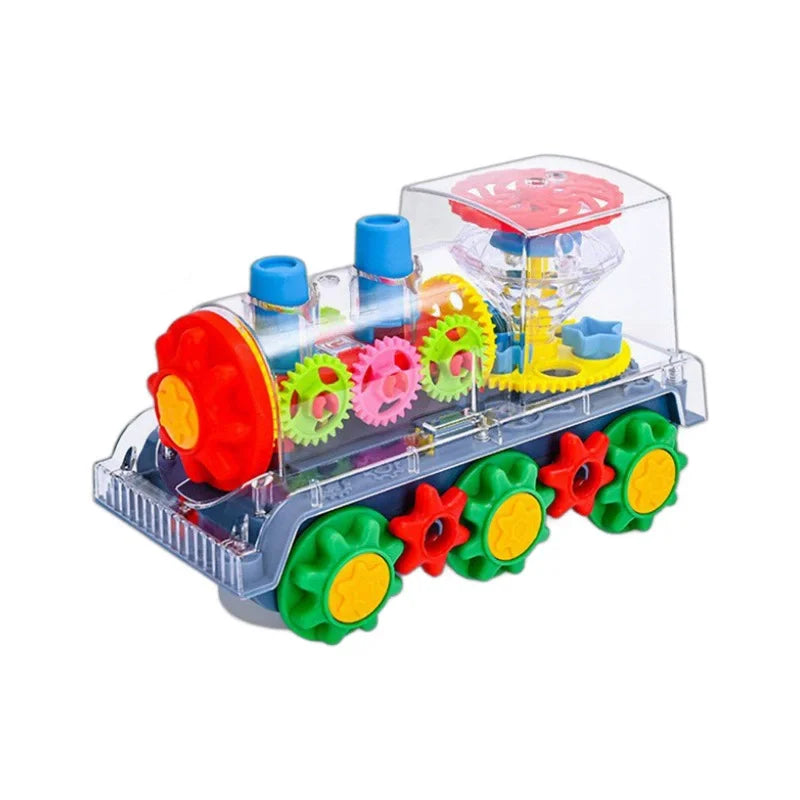 Light Up Transparent Gear Car Toy with LED Light Music Early Educational Toys Bump and Go Toy Luminous Toy Car for Kids B433