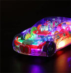 Kid Transparent Electric Car Sensory Racing Car Toy Colorful Moving Gears with Music Light Baby Crawling Toy Educational Gift