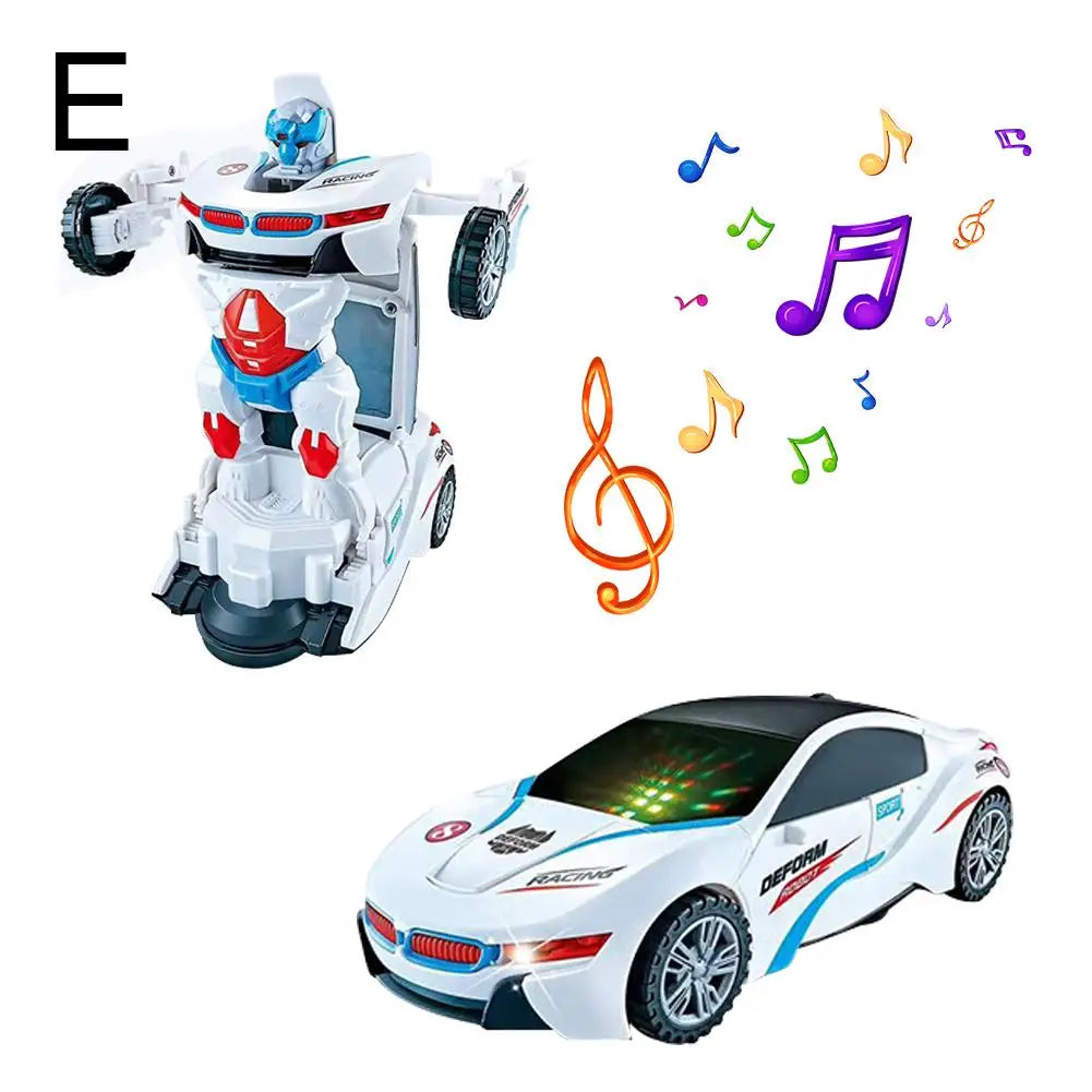 Children's Light Music Toy Car Electric Universal Driving Car Fighter Deformation Tank Robot