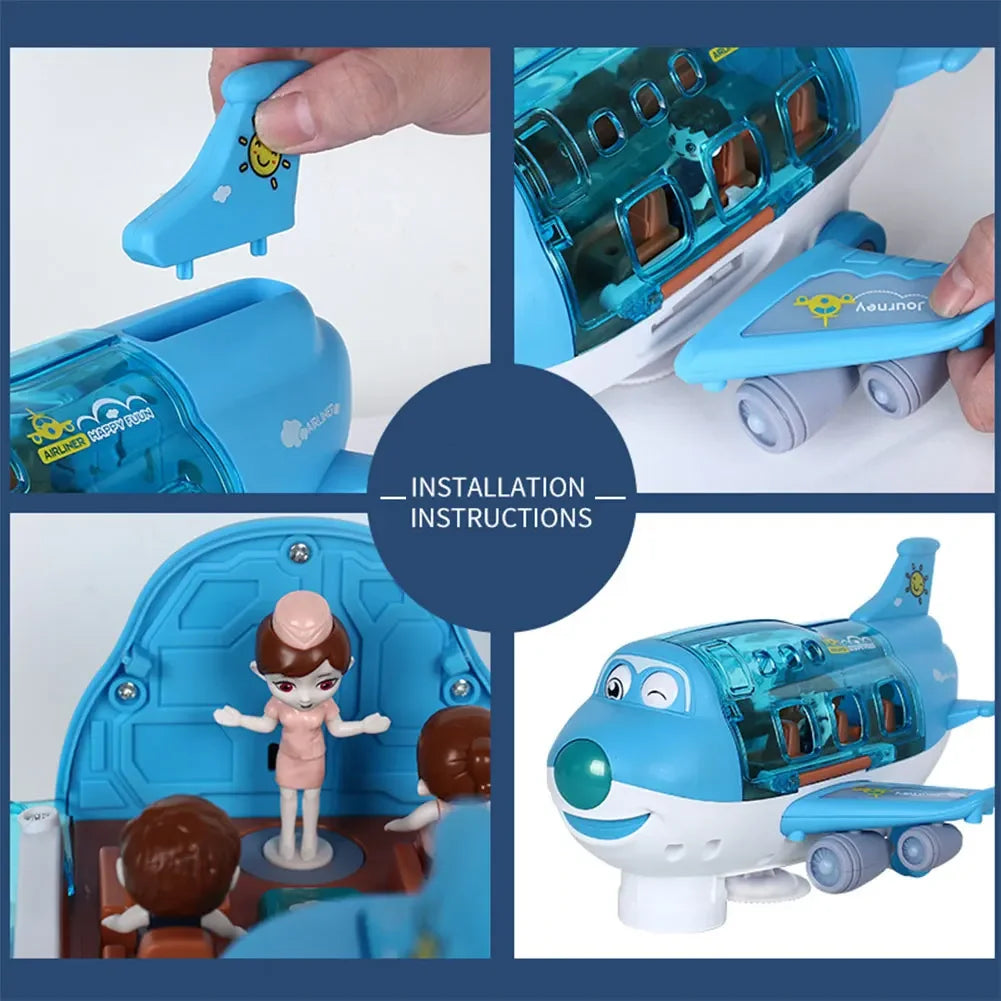 360 Degree Rotating Electric Airplane Model Toy with Bump and Go Action, Music & Lights Educational Toys for Kids Birthday Gifts