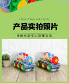 Light Up Transparent Gear Car Toy with LED Light Music Early Educational Toys Bump and Go Toy Luminous Toy Car for Kids B433