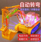 Children's electric transparent gear excavator toy boy music toy car electric universal engineering vehicle excavator