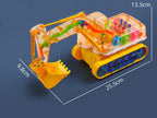 Children's electric transparent gear excavator toy boy music toy car electric universal engineering vehicle excavator