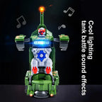 Children's Light Music Toy Car Electric Universal Driving Car Fighter Deformation Tank Robot