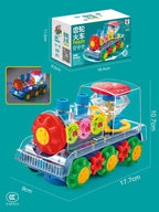 Light Up Transparent Gear Car Toy with LED Light Music Early Educational Toys Bump and Go Toy Luminous Toy Car for Kids B433