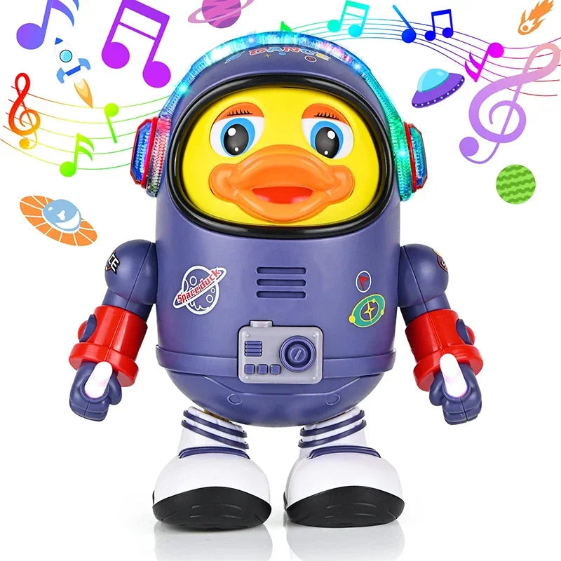 Baby Montessori Electric Space Duck Music Toy Moving Walking Dancing Interactive Toys Electronic Pets Duck Doll for Toddler Gift