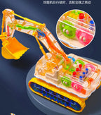Children's electric transparent gear excavator toy boy music toy car electric universal engineering vehicle excavator