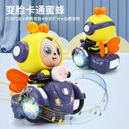 Children's electric face changing bee car  years old, 2 and a half years old, 3 babies with sound and moveme