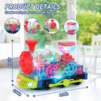 Light Up Transparent Gear Tank Toy for Kids Armored Car Toy with Visible Moving Gears Educational Crawling Toys for Toddlers