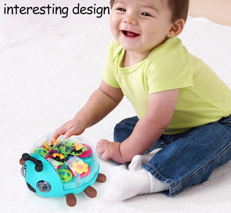 Electric Music with Light Beetle Toys 360° Rotation Walking Cute Interactive Sound Toy Early Education Toys for Kids Baby Childs