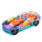 Kid Transparent Electric Car Sensory Racing Car Toy Colorful Moving Gears with Music Light Baby Crawling Toy Educational Gift