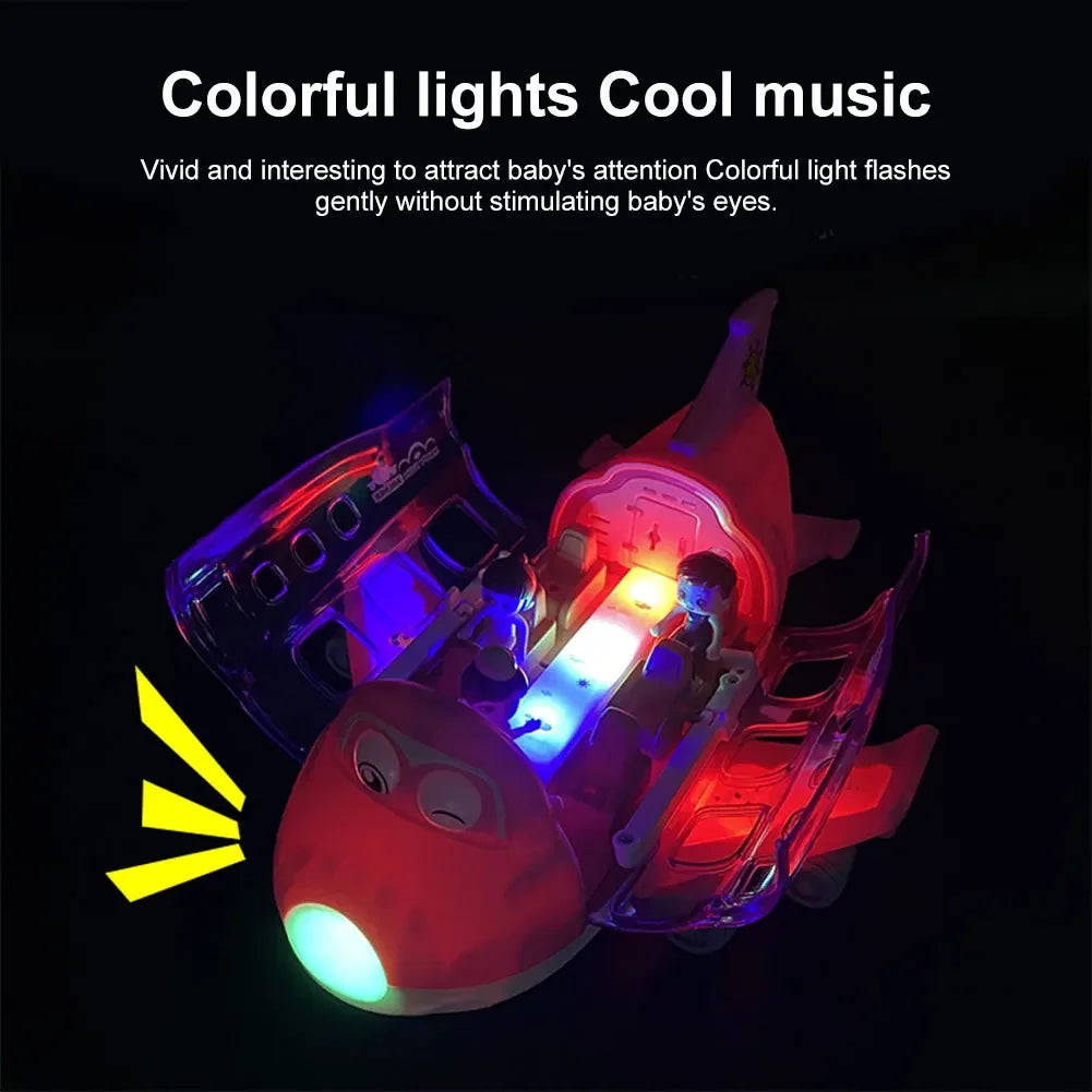 360 Degree Rotating Electric Airplane Model Toy with Bump and Go Action, Music & Lights Educational Toys for Kids Birthday Gifts
